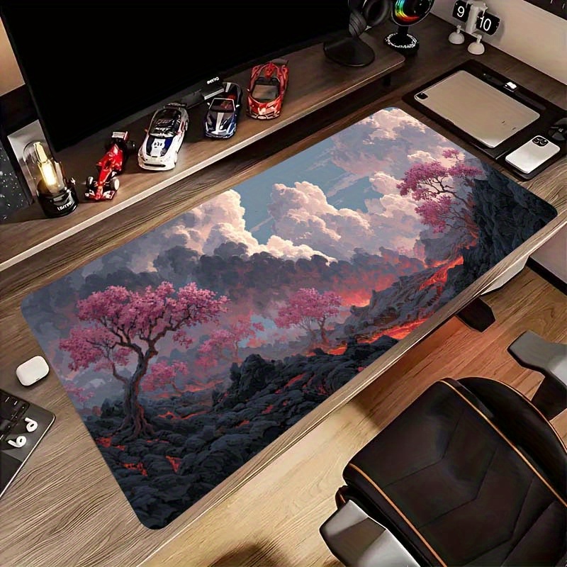 Desk Setup For Office - Volcano Cherry Blossom Fantasy Large Gaming