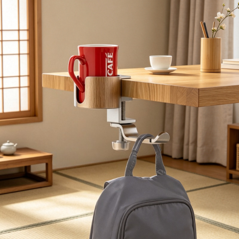 Desk Setup For Office - Premium Rotating Cup Holder Aluminum Desk
