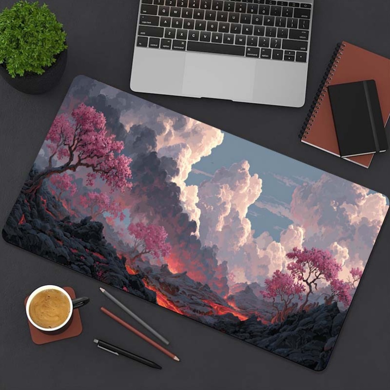Volcano Cherry Blossom Fantasy - Desk Setup For Office ulasan dan harga