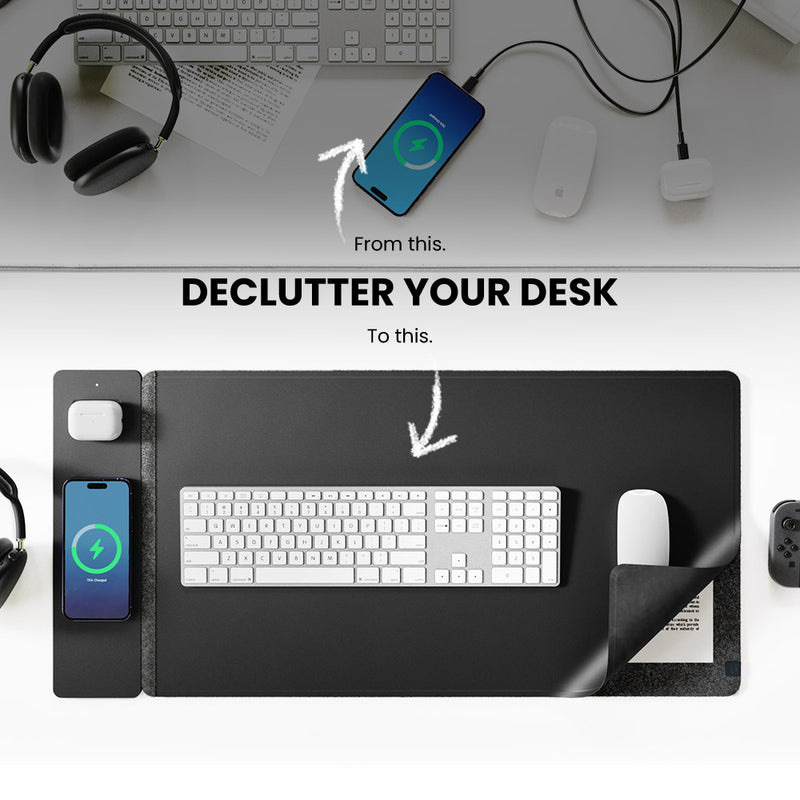15W Magnetic Wireless Charging - Desk Pad Leather Large ulasan dan harga