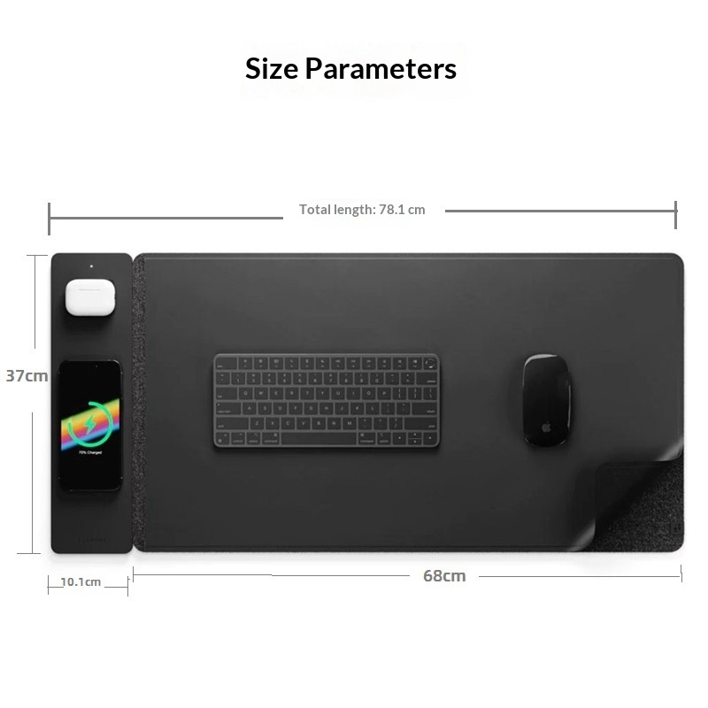 15W Magnetic Wireless Charging - Desk Pad Leather Large ulasan dan harga