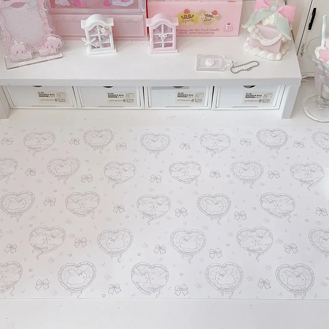 Kawaii Pink Rabbit Girl Heart  - Desk Pad Leather Large ulasan dan harga