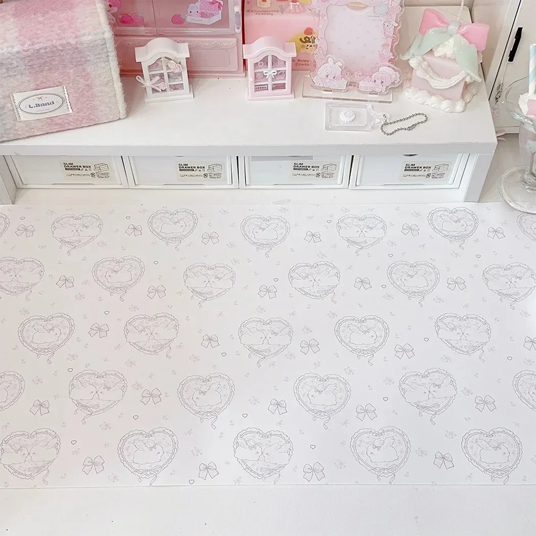 Kawaii Pink Rabbit Girl Heart  - Desk Pad Leather Large ulasan dan harga