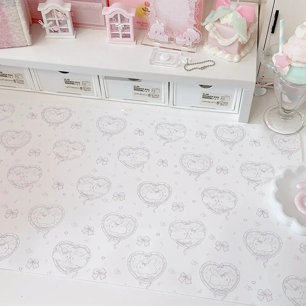 Kawaii Pink Rabbit Girl Heart  - Desk Pad Leather Large ulasan dan harga