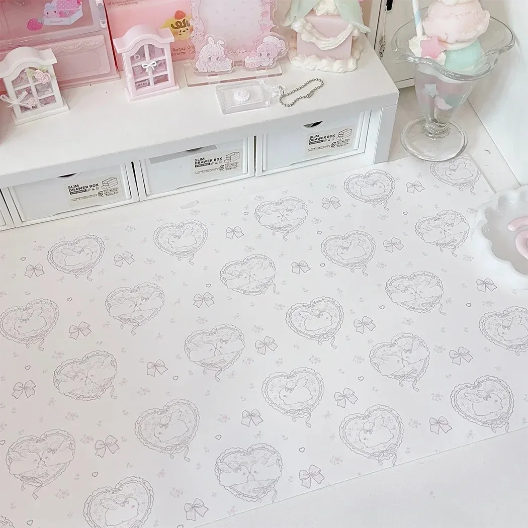 Kawaii Pink Rabbit Girl Heart  - Desk Pad Leather Large ulasan dan harga